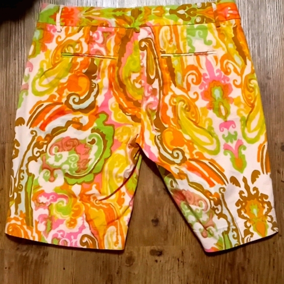 J crew orange abstract watercolor stretch shorts - Picture 5 of 6
